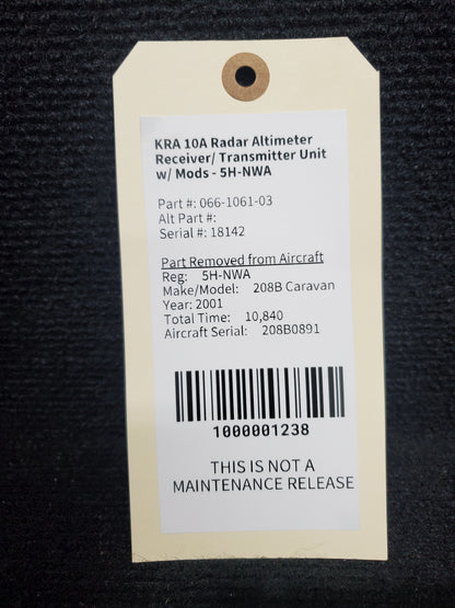 KRA 10A Radar Altimeter Receiver/ Transmitter Unit w/ Mods - 5H-NWA