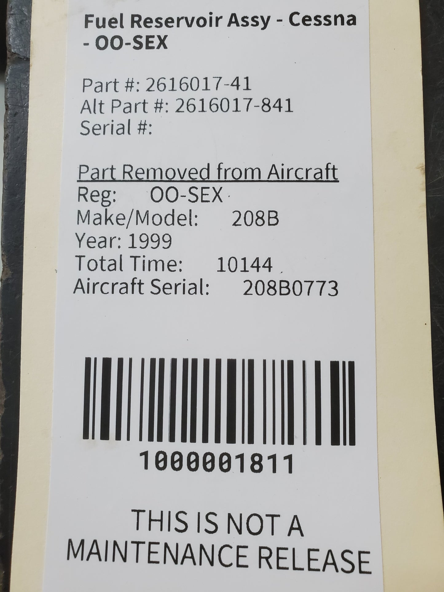 Fuel Reservoir Assy - Cessna - OO-SEX