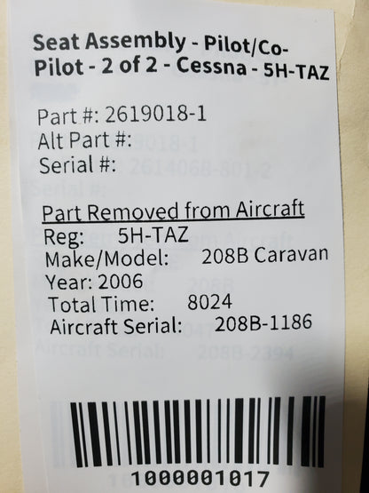 Seat Assembly - Pilot/Co-Pilot - 2 of 2 - Cessna - 5H-TAZ