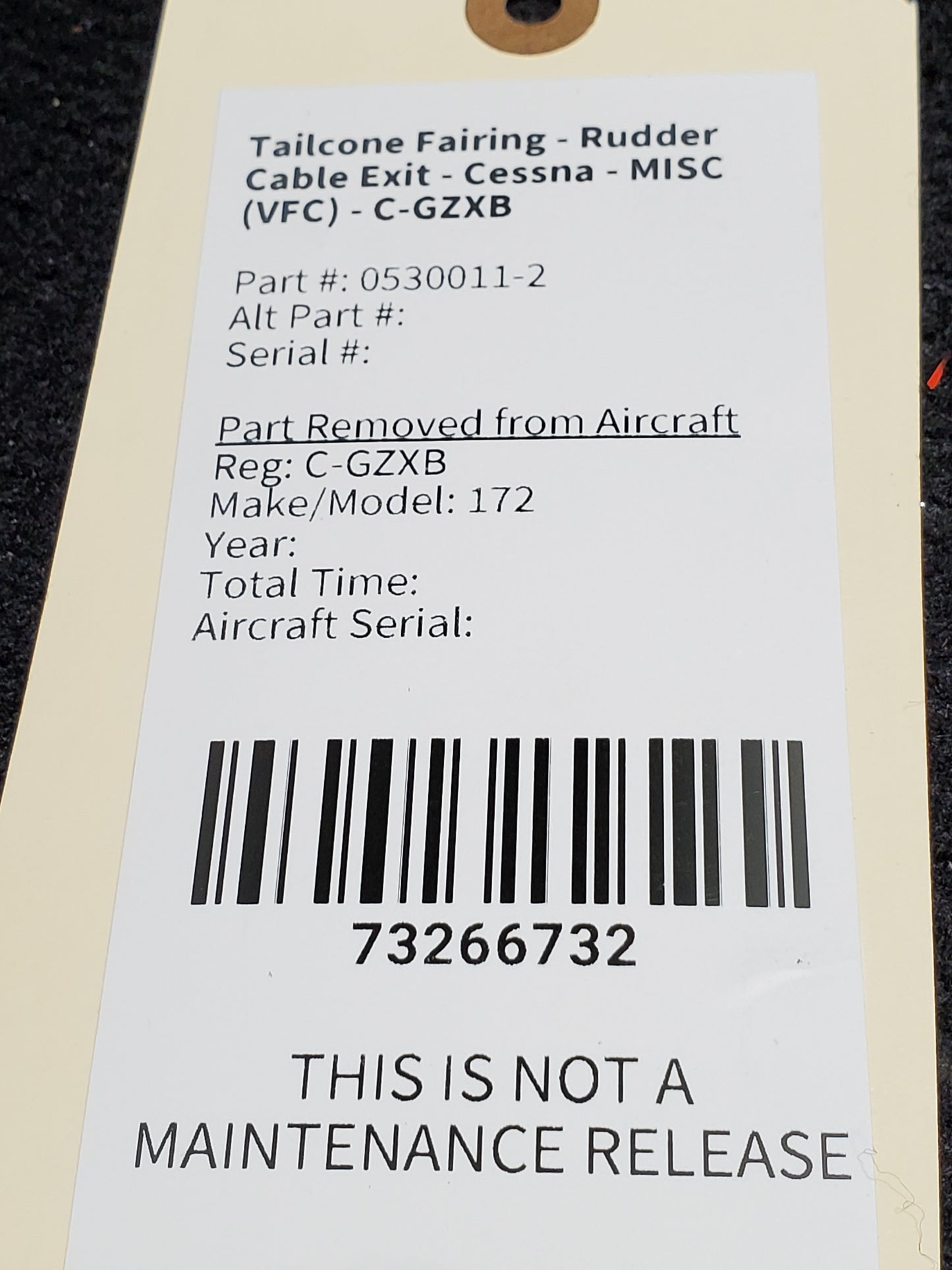 Tailcone Fairing - Rudder Cable Exit - Cessna - MISC (VFC) - C-GZXB