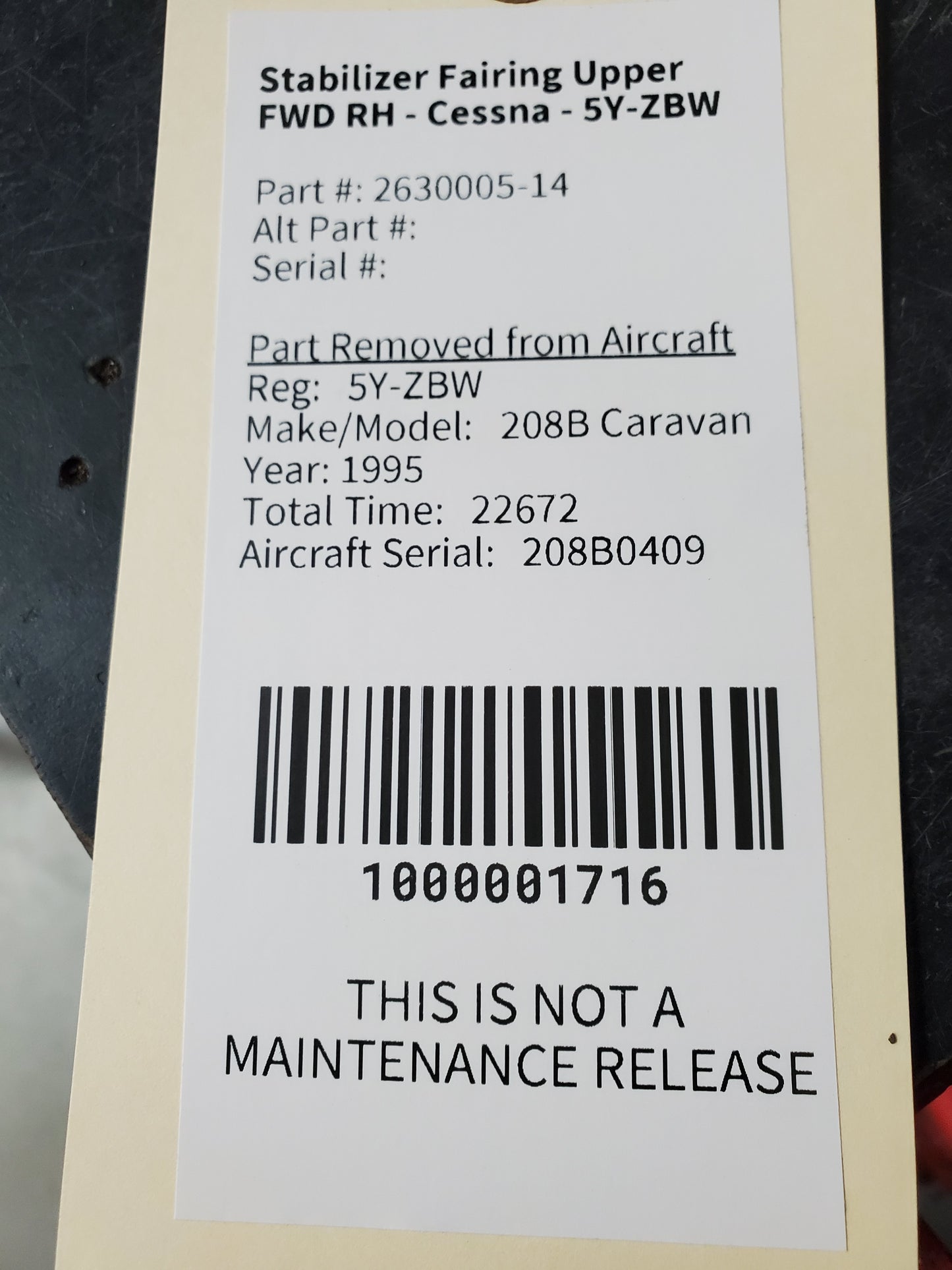 Stabilizer Fairing Upper FWD RH - Cessna - 5Y-ZBW