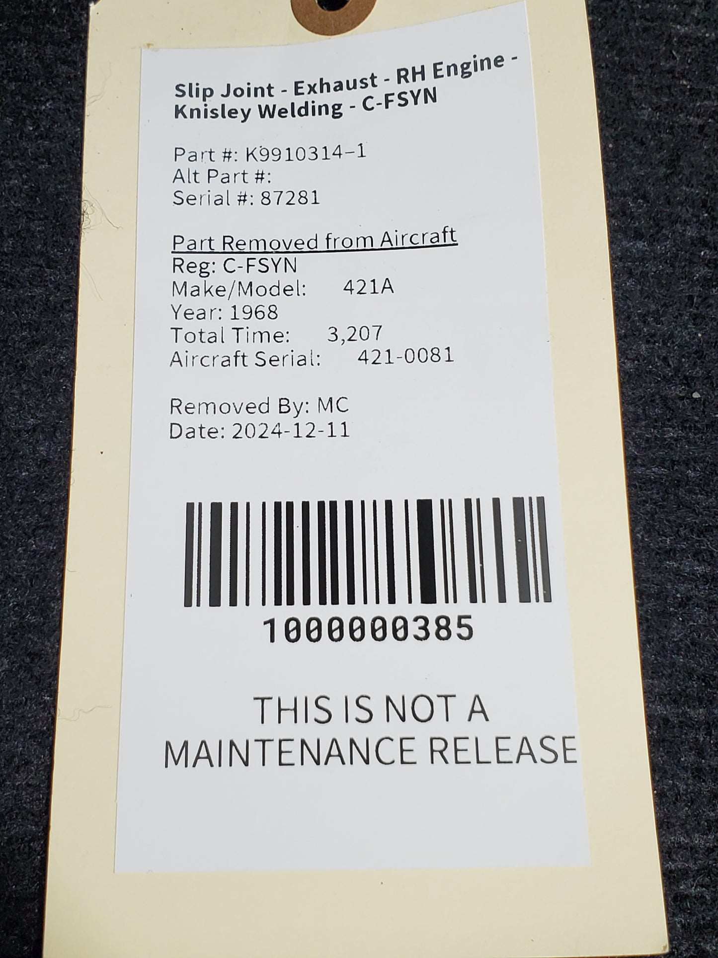 Slip Joint - Exhaust - RH Engine - Knisley Welding - C-FSYN