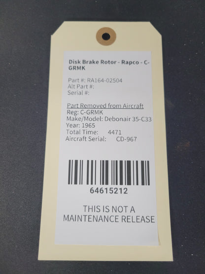 Disk Brake Rotor - Rapco - C-GRMK